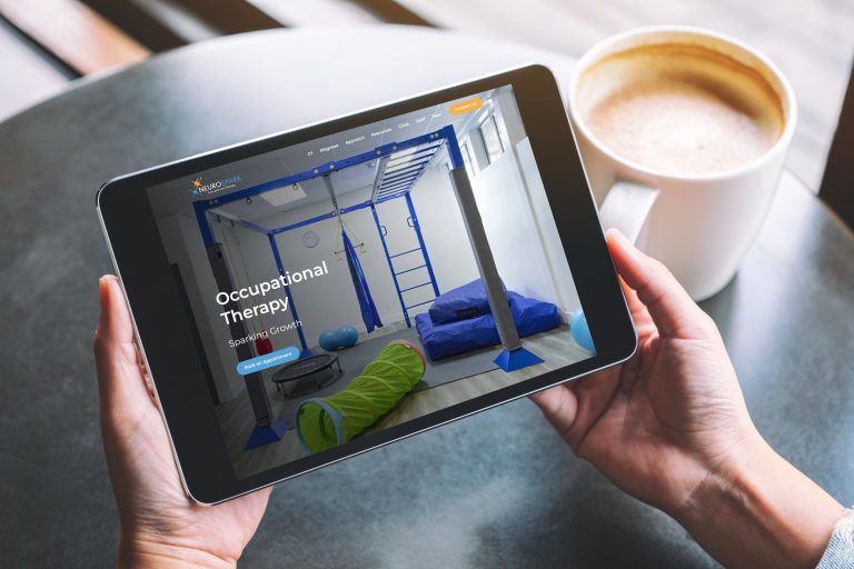 Tablet with an image for a workspace used for occupational therapy.